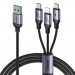 Joyroom Speedy 3-in-1 USB-A Fast Charging Cable 100W - универсален USB-A кабел с Lightning, microUSB и USB-C конектори (120 см) (черен) 1