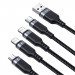 Joyroom Fast 4-in-1 Charging Data Cable 3.5А - универсален USB-A кабел с microUSB, 2xLightning и USB-C конектори (120 см) (черен) 4
