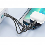 Joyroom 3-in-1 Fast Charging Cable 3.5A - универсален USB-A кабел с 2xLightning и USB-C конектори (15 см) (черен) 1
