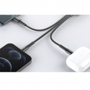 Joyroom 3-in-1 Fast Charging Cable 3.5A - универсален USB-A кабел с 2xLightning и USB-C конектори (15 см) (черен) 2