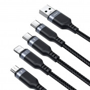 Joyroom Fast 4-in-1 Charging Data Cable 3.5А - универсален USB-A кабел с microUSB, Lightning и 2xUSB-C конектори (120 см) (черен) 1