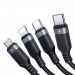 Joyroom Fast 4-in-1 Charging Data Cable 3.5А - универсален USB-A кабел с microUSB, Lightning и 2xUSB-C конектори (120 см) (черен) 3