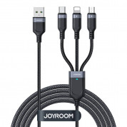 Joyroom 3-in-1 USB-A Fast Charging Cable 3.5A with micro USB, Lightning and USB-C connectors (120 cm) (black)