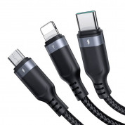 Joyroom 3-in-1 USB-A Fast Charging Cable 3.5A - универсален USB-A кабел с Lightning, microUSB и USB-C конектори (120 см) (черен) 2