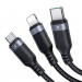 Joyroom 3-in-1 USB-A Fast Charging Cable 3.5A - универсален USB-A кабел с Lightning, microUSB и USB-C конектори (120 см) (черен) 3