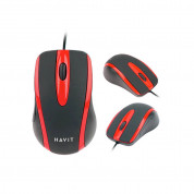 Havit MS753 Wired USB Mouse - ергономична жична мишка (за Mac и PC) (черен-червен) 4