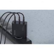 HuntKey P100 Fast Wall Charger 100W - захранване за ел. мрежа за мобилни устройства с 1xUSB-A и 3xUSB-C изходи с технология за бързо зареждане и USB-C кабел  (черен) 5