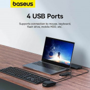 Baseus UltraJoy 4in1 USB-A 4-port Hub (B0005280B111-04) - 4-портов USB-A хъб за компютри и лаптопи (черен)  6