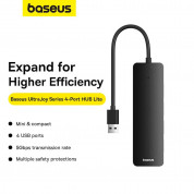 Baseus UltraJoy 4in1 USB-A 4-port Hub (B0005280B111-04) - 4-портов USB-A хъб за компютри и лаптопи (черен)  4