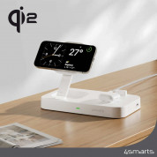 4smarts Qi2 Charging Station Trident - двойна поставка (пад) за безжично зареждане за iPhone с MagSafe, Apple Watch, AirPods Pro и Qi съвместими мобилни устройства (бял) 2