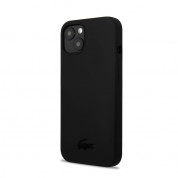 Lacoste Liquid Silicone Glossy Printing Logo Case - дизайнерски силиконов калъф за iPhone 13 mini (черен) 