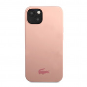 Lacoste Liquid Silicone Glossy Printing Logo Case - дизайнерски силиконов калъф за iPhone 13 (розов)  1