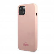 Lacoste Liquid Silicone Glossy Printing Logo Case - дизайнерски силиконов калъф за iPhone 13 (розов) 