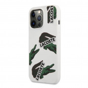 Lacoste Liquid Silicone Glossy Allover Pattern Case for iPhone 13 Pro (white) 