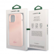 Lacoste Liquid Silicone Glossy Printing Logo Case - дизайнерски силиконов калъф за iPhone 13 Pro (розов)  5