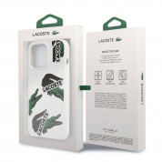 Lacoste Liquid Silicone Glossy Allover Pattern Case - дизайнерски силиконов калъф за iPhone 13 Pro Max (бял)  5