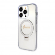 Guess IML Ringstand Glitter MagSafe Case - хибриден удароустойчив кейс с MagSafe за iPhone 15 Pro (прозрачен) 1