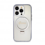 Guess IML Ringstand Glitter MagSafe Case - хибриден удароустойчив кейс с MagSafe за iPhone 15 Pro (прозрачен) 2