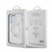 Guess IML Ringstand Glitter MagSafe Case - хибриден удароустойчив кейс с MagSafe за iPhone 15 Pro (прозрачен) 7
