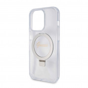 Guess IML Ringstand Glitter MagSafe Case - хибриден удароустойчив кейс с MagSafe за iPhone 15 Pro (прозрачен) 5