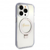Guess IML Ringstand Glitter MagSafe Case - хибриден удароустойчив кейс с MagSafe за iPhone 15 Pro Max (прозрачен) 3