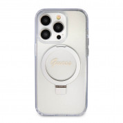 Guess IML Ringstand Glitter MagSafe Case - хибриден удароустойчив кейс с MagSafe за iPhone 15 Pro Max (прозрачен) 2