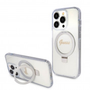 Guess IML Ringstand Glitter MagSafe Case - хибриден удароустойчив кейс с MagSafe за iPhone 15 Pro Max (прозрачен)