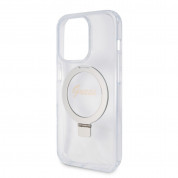 Guess IML Ringstand Glitter MagSafe Case - хибриден удароустойчив кейс с MagSafe за iPhone 15 Pro Max (прозрачен) 5