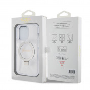 Guess IML Ringstand Glitter MagSafe Case - хибриден удароустойчив кейс с MagSafe за iPhone 15 Pro Max (прозрачен) 7