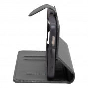 Tactical Field Notes Leather Flip Case - кожен калъф, тип портфейл с поставка и отделение за кр. карти за Motorola Moto G14 (черен) 1