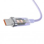 Baseus Explorer USB-A to USB-C Cable 100W (CATS010505) - здрав кабел с въжена оплетка и бързо зареждане за устройства с USB-C порт (100 см) (лилав) 5