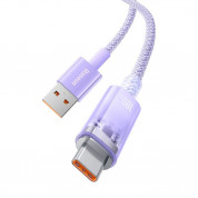 Baseus Explorer USB-A to USB-C Cable 100W (CATS010505) - здрав кабел с въжена оплетка и бързо зареждане за устройства с USB-C порт (100 см) (лилав) 6