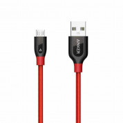 Anker Powerline+ Nylon Micro USB cable 90 cm - качествен плетен кабел за зареждане на устройства с microUSB порт (90 см) (червен)
