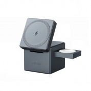 Anker 3in1 Cube with MagSafe 15W - тройна поставка (пад) за безжично зареждане за iPhone с MagSafe, Apple Watch, AirPods и Qi съвместими мобилни устройства (черен) (разопакован продукт)