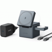 Anker 3in1 Cube with MagSafe 15W - тройна поставка (пад) за безжично зареждане за iPhone с MagSafe, Apple Watch, AirPods и Qi съвместими мобилни устройства (черен) (разопакован продукт) 1