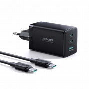 Joyroom GaN Charger 65W - захранване за ел. мрежа за лаптопи, смартфони и таблети с 2xUSB-C и 1xUSB-A изходи с USB-C кабел в комплекта (черен)