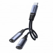 Joyroom USB-C Male to 2xUSB-C Female DAC Adapter Cable - кабел USB-C мъжко към 2xUSB-C женско за устройства с USB-C порт (20 см) (черен)