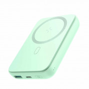 Joyroom Mini Magnetic Wireless Quick Charging Power Bank 10000 mAh 20W - преносима външна батерия с USB-C порт, USB-A изход и безжично зареждане с MagSafe (зелен)