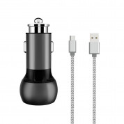LDNIO C503Q Dual Quick Car Charger 36W with 2xUSB-A ports and USB-A to USB-C Cable (black)