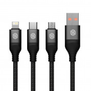 Nillkin Swift Pro 3-in-1 USB-A Fast Charging Cable 4.4A - универсален USB-A кабел с Lightning, microUSB и USB-C конектори (150 см) (черен)