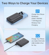 Choetech B662 Wireless MagSafe Powerbank  5000 mAh - преносима външна батерия с USB-C и USB-A портове и безжично зареждане с MagSafe (черен) 4