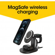 Otterbox 3-in-1 Magnetic MagSafe Wireless Charging Station - тройна поставка (пад) за безжично зареждане за iPhone с Magsafe, Apple Watch, AirPods и Qi съвместими устройства (черен) 2