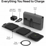 Mophie Snap Plus 3-in-1 Travel Charger - сгъваема поставка (пад) за безжично зареждане за iPhone с MagSafe, Qi съвместими устройства и USB-C и USB-A портове (черен) 12