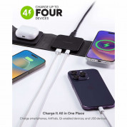 Mophie Snap Plus 3-in-1 Travel Charger - сгъваема поставка (пад) за безжично зареждане за iPhone с MagSafe, Qi съвместими устройства и USB-C и USB-A портове (черен) 9