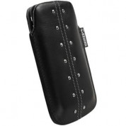 Krusell KALIX XXL mobile pouch - кожен калъф за Samsung Galaxy S2 i9100 и мобилни телефони (черен)