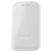 Skech Strap Pouch - кожен калъф (естествена кожа) за iPhone 4/4S (бял)