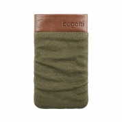 Bugatti Elements Twice Slim Case - кожен калъф (канвас и естествена кожа) за iPhone и мобилни телефони (зелен)