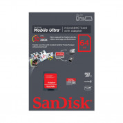SanDisk microSDXC Card 64GB Ultra - microSDXC памет карта + SD адаптер 1