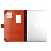 Sena Folio Leather Case - луксозен кожен калъф (естествена кожа) за MacBook Air 13 (модели от 2010 до 2017 година) (кафяв) 3